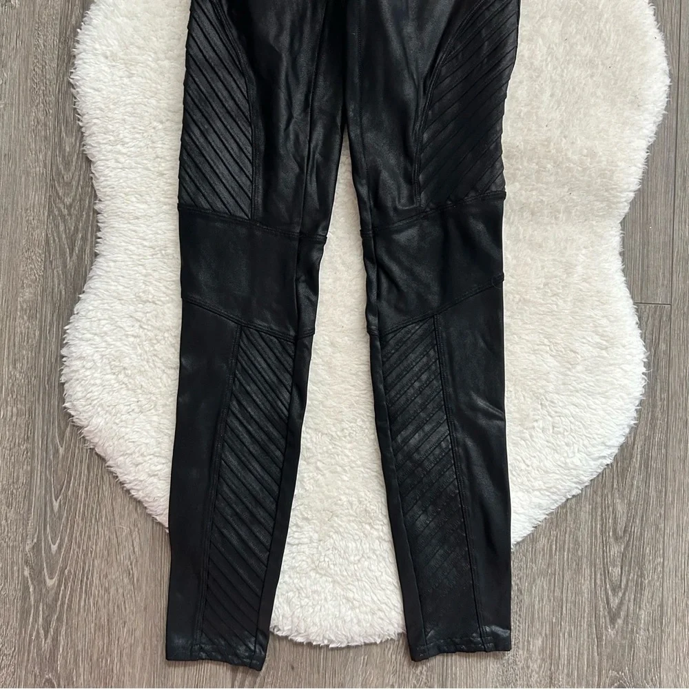 SPANX Black Faux Leather Moto Leggings